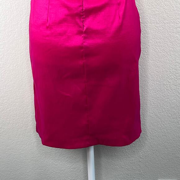 VTG Rory USA Fuchsia Pink Satin Strapless Bow Bodycon Party Mini Dress Junior XS - Picture 10 of 15